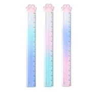 VONJUMA Lot de 3 règles 15 cm pour mesurer, souligner et dessiner, rose, jaune, transparent, noir, pour enfants, étudiants, bureau, école