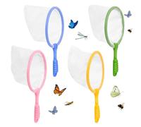 VONJUMA Lot de 4 Épuisettes Enfant, Filet à Papillons Multicolore, Attrape Insectes et Poisson pour Jeu de Plage et Nature