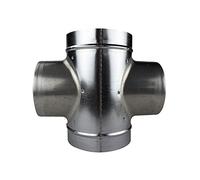 VONLIS Pièce de dérivation en croix - Tuyau spiralé - Réduction de la rainure d'enroulement - Aluminium flex - Diamètre : 125 mm - Diamètre : 125 mm