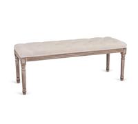 VONLUCE Banc Banquette Design Classique, Banc Rembourrée en Tissu, Banc Capitonné en Lin et Bois Massif pour Chambre Salle à Manger Salon Couloir Piano (120 x 40 x 46 cm)