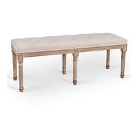 VONLUCE Banc Rembourré Vintage de 122 cm - Ottoman Touffeté Rustique Français avec Siège, pour Entrée, Salle à Manger, Repose-pieds, Chambre à Coucher et Salon