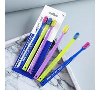 Vonmerie 3 Pces Brosse à Dents Adulte à Poils Ultra-Doux - Soin Doux pour Dents et Gencives Sensibles - Lot avec Emballage Individuel (Bleu/Vert/Violet)