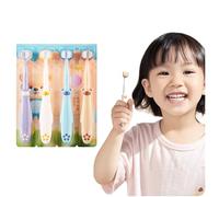 Vonmerie Lot de 3 brosses à dents à trois côtés pour enfants, nettoyage tridimensionnel pour une efficacité 3 fois, poils extra doux (0,12 mm), poignée ergonomique, brosse à dents pour enfants (motif