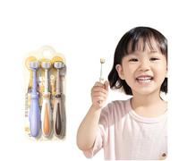 Vonmerie Lot de 3 brosses à dents à trois côtés pour enfants, nettoyage tridimensionnel pour une efficacité 3 fois, poils extra doux (0,12 mm), poignée ergonomique, brosse à dents pour enfants (petit