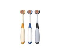 Vonmerie Lot de 3 brosses à dents trois côtés pour enfants - Nettoyage triple face pour une efficacité 3 fois supérieure - Poils extra doux (0,12 mm) - Poignée ergonomique - Brosse à dents pour