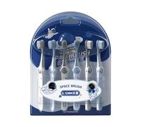 Vonmerie Lot de 6 brosses à dents pour enfants - Poils antibactériens avec poignée ergonomique - Matériau écologique - Extra douces - Pour enfants - Gris