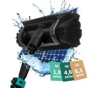 VONROC Brosse à Laver Télescopique 1,80 m - Multi-Usages - Nettoyage Extérieur Manche Extensible Léger - Tuyau d’Eau Intégré - Distributeur de Savon - Poils Résistants - Matériau ABS - Noir