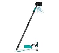 VONROC Brosse de lavage télescopique pour panneaux solaires 6,50 m | 3K Carbon, Full Carbon, avec brosse multi-usages, nettoyant pour vitres 2 en 1, tuyau de 9 m et distributeur de savon