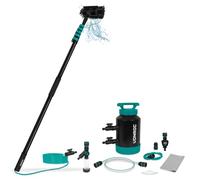VONROC Brosse Télescopique 6,50 m | Accessoire de Nettoyage avec tête Polyvalente, Embout 2-en-1, Tuyau et Distributeur de Savon - Version Hybride 7,5 m avec adoucisseur