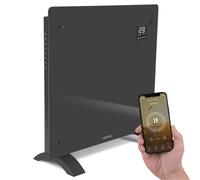 VONROC Chauffage Électrique 1000W - Panneau Verre Gris- Wi-Fi & Manuel - LED, Thermostat, Minuterie, Sécurité Enfants - Silencieux, Convecteur Design pour Pièces jusqu’à 12m²