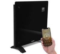 VONROC Chauffage Électrique 1000W - Panneau Verre Noir- Wi-Fi & Manuel - LED, Thermostat, Minuterie, Sécurité Enfants - Silencieux, Convecteur Design pour Pièces jusqu’à 12m²