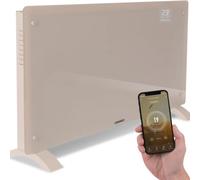 VONROC Chauffage Électrique en Verre 2000W - Convecteur Design Wi-Fi Smart Life - Thermostat Réglable, Minuteur, Sécurité Enfant & IP24 - Pose Murale ou sur Pied - Chauffe Jusqu’à 24m² - Beige Élégant