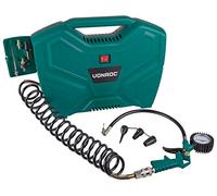 VONROC Compresseur à Air Portatif 1100 W, 8 Bar - Débit d'air 180L/m - Gonfleur Pneus Voiture, Moto, Vélo, Ballon - Compresseur Portable sans Huile avec 11 Accessoires (Raccords Rapides Universels)