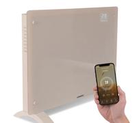 VONROC Convecteur électrique Smart 1500 W - Panneau en verre avec écran LED - Contrôle WiFi via App Tuya Smart Life - Thermostat 5-50 °C - Minuterie - IP24 - Mur ou sol beige