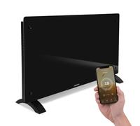 VONROC Convecteur électrique Smart 2500W - Panneau en verre avec écran LED - Contrôle WiFi via App Tuya Smart Life - Thermostat 5-50°C - Minuterie - IP24 - Mur ou Sol Noir