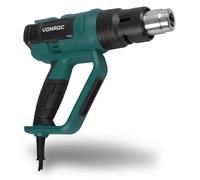 VONROC Décapeur Thermique Professionnel - Pistolet à Air Chaud 2000W - 60 Températures, 5 Positions Débits d'Air - Revêtement Véhicule, Séchage Peinture, Accélérer Fixation - 4 Buses Incluses