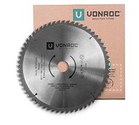 VONROC Lame de Scie Universelle Pour Bois MS804AA - Lame Scie Circulaire 254 mm de Diamètre Avec 60 Dents - Lame Scie À Onglet Radiale Précision en Métal