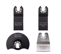 VONROC Lot de 4 Accessoires pour Outil Multifonction VONROC - Lames de Scie HCS & BIM + Couteau à Gratter - Prise Universelle - Compatible Bosch, Makita, Dremel, Parkside