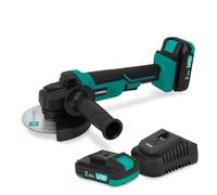VONROC Meuleuse d'angle à batterie 20 V Ø125 mm - Set avec 2 piles 2,0 Ah et chargeur rapide - Compact, ergonomique, Softgrip - Pour coupe métal, carreaux, rouille, bricolage