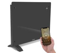 VONROC Panneau en verre 1500W Premium - 18m2 - Commande manuelle et Wi-Fi - Thermostat réglable et minuterie - Gris