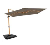 VONROC Parasol Déporté Premium Pisogne 300x300cm - Toile UPF 50+ | Rotation 360° & Inclinaison Totale | Structure Aluminium Inox | Housse + 4 Dalles Triangulaires Incluses | Aspect Bois - Taupe
