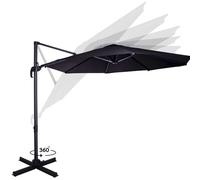 VONROC Parasol Inclinable Rond Noir - Déporté 3 Mètres de Diamètre - 360°C Inclinable - Voile Protection UV Indice 50+