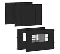 VONROC - Paroi Latérale Tonnelle 3x3 - pour Tente de Jardin - Camping - Réception Easy-Up Premium PT501XX - PVC Imperméable - Protection UV 50+ - 2 Panneaux Pleins - 2 Panneaux A Fenêtres - Noir