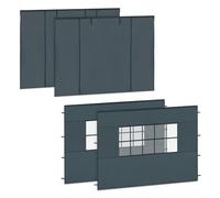 VONROC - Paroi Latérale Tonnelle 3x3 - pour Tente de Jardin - Camping - Réception Easy-Up Premium PT501XX - PVC Imperméable - Protection UV 50+ - 2 Panneaux Pleins - 2 Panneaux A Fenêtres - Gris