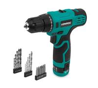 VONROC Perceuse sans fil 12V - Batterie, câble USB et jeu de forêts et d'embouts 16 pièces inclus