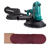 VONROC Ponceuse Excentrique Murale 750W - Précision et Confort pour Plafonds et Murs - 180mm de Diamètre - 33 Feuilles Abrasives Inclus - Tuyaux et Sac de Poussière