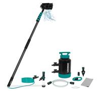 VONROC Pro Kit de Nettoyage de Panneaux photovoltaïques en Carbone 3K + Adoucisseur d’Eau - Brosse télescopique 7,5 m - Tuyau 11 m, Distributeur de Savon, Tête Multifonctions - Nettoyage des Vitres