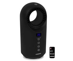 VONROC Radiateur Soufflant Sans Pales - 1500W - Chauffage Électrique Oscillant avec Télécommande, Minuterie & Thermostat Numérique - Design Noir Mat Élégant - Pour Bureau, Chambre ou Salon - EH519AC