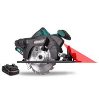VONROC Scie circulaire sans fil 150mm VPower 20V. 1 batterie 2.0Ah, chargeur rapide, lame de scie, guide parallèle inclus