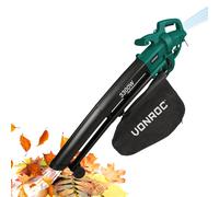 VONROC Souffleur de Feuilles 3-en-1 3300W - Souffler, Aspirer et Déchiqueter - Vitesse d’Air de 270km/h - Sac de Collecte de 40L, Bandoulière Inclus - Aspirateur Souffleur Feuilles Puissant