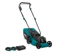 VONROC Tondeuse à gazon à batterie 40 V - Brushless - 33 cm - 5 hauteurs de coupe - Panier 30L - 2 piles 4,0 Ah et double chargeur - Poignée réglable - Modèle LM504DC