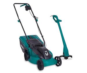 VONROC Tondeuse Gazon 1300W et Débroussailleuse 300W - Largeur de Coupe 32cm - Bac Ramassage Tondeuse 30L Inclus - Entretien Pelouse, Coupe Herbe - Interrupteur de Sécurité - Serre-Câble Fournis