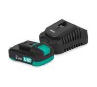 VONROC VPower 20V Starter Set - Batterie Lithium-ION 2.0Ah + Chargeur Rapide | Compatible Multi-Outils | Idéal pour Bricolage sans Fil et Projets Domestiques