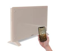 VONROCChauffage Électrique en Verre 2000W - Convecteur Design Wi-Fi Smart Life - Thermostat Réglable, Minuteur, Sécurité Enfant & IP24 - Pose Murale ou sur Pied - Chauffe Jusqu’à 24m² - Beige Élégant