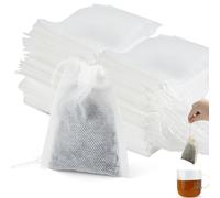 Vonsera 100 Sachet the a Remplir Jetable, Sachet the a Remplir avec Cordon de Serrage 7 x 9 cm, Filtre the pour thé en vrac pour thé en vrac, épices, café (Blanc)
