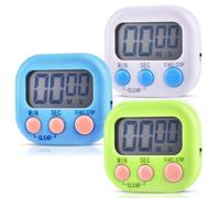 Vonsera 3 Minuteur de Cuisine, Timer avec Grand écran LCD, Timer Enfant Apprentissage avec Compte à Rebours, Chronomètre et Alarme Digital pour Kitchen Cuisson Douche Sport
