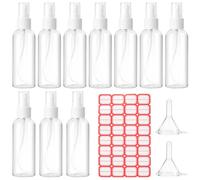 vonsera Lot de 10 Petits Flacons Pulvérisateurs de 100 ml, Flacons Vaporisateurs avec 30 étiquettes et 2 Entonnoirs Voyage Transparents pour Parfum Huiles Essentielles Cosmétiques