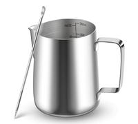 Vonsera Pichet Lait 350ml, Pot a Lait Inox avec Mesure Mark pour Faire Mousse le Lait, des Capuccinos, des Jus