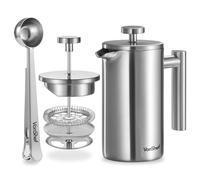 VonShef Cafetière à Piston 3 Tasses, 350 ml, Acier Inoxydable