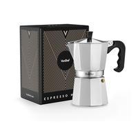 VonShef Cafetière Italienne - Cafetière Moka en Aluminium 6 Tasses - Pour Cuisinière à Gaz et Électrique - 300 ml - Joint et Filtre de Remplacement Inclus