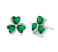 VONSSY Collier avec pendentif trèfle | Collier trèfle irlandais de la Saint-Patrick avec pierre précieuse vert émeraude | Cadeau de bijoux pour femmes filles fille petite amie femme, Cristal, Zircone