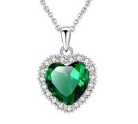 VONSSY Collier de pierres précieuses avec pendentif cœur classique | Collier de pierre de naissance cristal rubis émeraude saphir | Cadeau de bijoux pour mère fille petite amie épouse elle