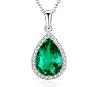 VONSSY Déclaration vert émeraude collier de pierre de naissance diamant enveloppé goutte d'eau ovale Vintage cristal pierres précieuses larme pendentif Serpentard poire collier