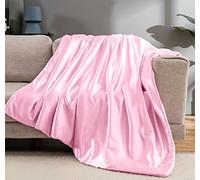 Vonty Couverture satinée Rose pâle 127 x 152,4 cm (avec Petites Fleurs), rafraîchissante, Soyeuse et Infroissable pour canapé, lit, extérieur