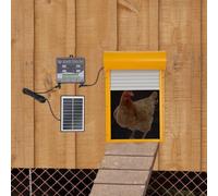 VonVVer Clapet solaire automatique avec affichage LCD - 24,5 x 37 cm - Clapet électrique avec télécommande et minuteur - Porte de poulailler - Capteur de lumière pour votre poulailler (jaune)