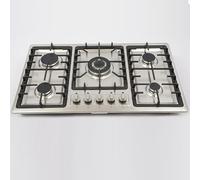 VonVVer Plaque de cuisson à gaz 5 flammes en acier inoxydable - Plaque de cuisson encastrée avec protection de flamme automatique, allumage électronique par impulsion, 5 flammes, brûleur wok 3,3 kW